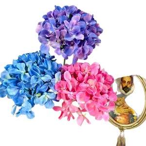Bouquet de fleurs d'hortensia artificielles, 72 pièces, en soie, pour mariage, décoration de la maison, fabrication chinoise, moulage par injection, fait main - Product Image 5