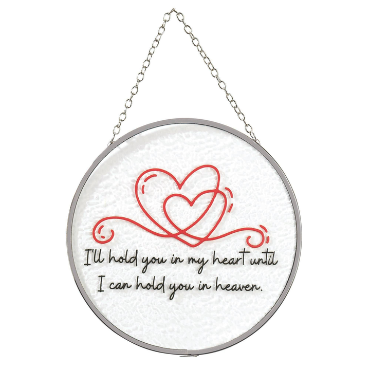 TD Modern Art Deco Sun Catcher Outdoor Home Decoration with Suction Cup 'I'll Hold You in My Heart' Design