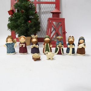 Ensemble <span class=keywords><strong>de</strong></span> 9 figurines <span class=keywords><strong>de</strong></span> <span class=keywords><strong>crèche</strong></span> en résine à texture tricotée, adorables figurines <span class=keywords><strong>de</strong></span> la Sainte Famille à l'aspect tissé pour la décoration <span class=keywords><strong>de</strong></span> <span class=keywords><strong>Noël</strong></span> et les cadeaux - Product Image 3