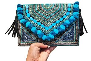 Traditional Designer Black Classy Hand Beaded Chain Wallet Clutch Purse - Product Image 2
