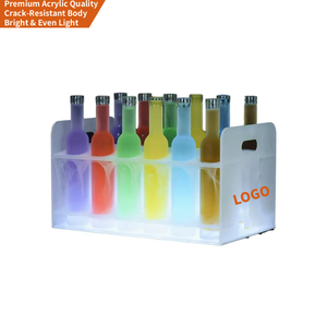 Cubo <span class=keywords><strong>de</strong></span> Hielo Acrílico Cuadrado Portátil <span class=keywords><strong>de</strong></span> Lujo Personalizado para Cerveza y Champán, con Iluminación LED y Asa, para Fiestas, Bares y Discotecas - Product Image 1