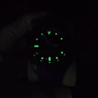 Montre de plongée automatique pour homme avec bracelet en cuir vert personnalisé, boîtier en acier inoxydable noir mat 42 mm, 22 mm, lumineuse, 50 m