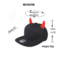 Gorra de Béisbol HKZB Personalizada, Estilo Hip Hop, con Visera Plana y Cuernos, Color Rojo o Negro, Protección Solar, Resistente al Viento
