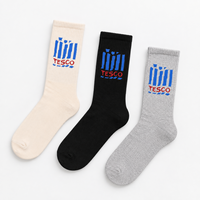 Chaussettes basses personnalisées Off White avec motif bleu et texte rouge, ajoutez vos couleurs et texte de logo, faible MOQ