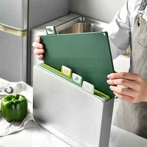 Dishwasher Safe Colorful Chopping Board Set for Kitchen 4-Pieces Index Plastic Cutting Boards with Food Icons and Storage Stand - Product Image 4