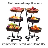 Panier de rangement en rotin personnalisé multi-usages pour supermarché, cuisine, fruits secs, légumes, noix, aliments, avec support de présentation en métal