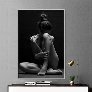 Peinture sur toile d'art corporel sexy <span class=keywords><strong>femme</strong></span> noire <span class=keywords><strong>et</strong></span> blanche, impressions d'images nues, affiches murales modernes, tableaux décoratifs pour chambre à coucher <span class=keywords><strong>et</strong></span> salon - Product Image 3