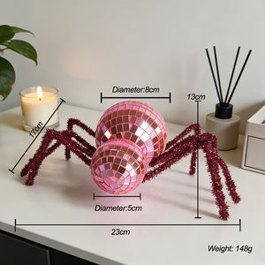 Chuang De Halloween <span class=keywords><strong>Disco</strong></span> Ball Spider, décoration d'araignée effrayante qui brille dans le noir pour fête de maison hantée, décoration d'Halloween - Product Image 6