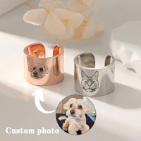 Modischer Personalisierter Gravierter Edelstahl Haustier-Fotoring mit Silber/Gold Beschichtung Vielseitiges Erinnerungsgeschenk von QINA