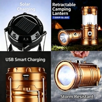 Lampu Camping LED Lipat untuk Luar Ruangan, Dapat Diisi Ulang via USB, Senter Darurat Gantung untuk Pemadaman Listrik, Badai, Berkemah, Memancing