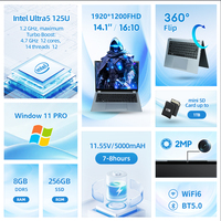 Gloednieuwe 2-in-1 laptop, 14,1 inch touchscreen, I7 Ultra5 125U, 360 graden Yoga-design, 8GB+512GB, 2-in-1 converteerbare laptop