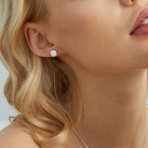 CANNER Simple S925 Sterling Silver 6mm White <b>Opal</b> <b>Stud</b> <b>Earrings</b> Handmade Jewelry Hypoallergenic <b>Stud</b> <b>Earrings</b> - Product Image 6
