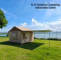 Grande tente de glamping gonflable en tissu Oxford imperméable avec une chambre et un salon pour le camping en plein air