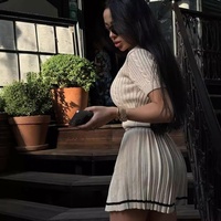 Luxe Style académique tricot ensemble femmes vêtements de Golf été nouvelle mode col rond haut femmes demi jupe deux pièces ensemble