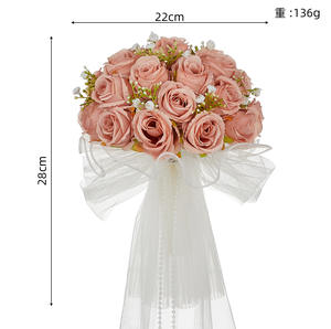 Bouquets de mariage de haute qualité, fleurs artificielles en roses, décoration de mariage pour la mariée, demoiselle d'honneur, blanc champagne - Product Image 5