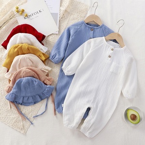 Ropa de Bebé de Muselina, Mono Largo Informal, <span class=keywords><strong>Bata</strong></span> de Gasa de Algodón, <span class=keywords><strong>Pijama</strong></span>, Pelele de Punto Sólido para Bebé - Product Image 2