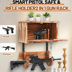 Estante de Pared para Armas de Fuego, Soporte para Rifles y <span class=keywords><strong>Escopetas</strong></span> de Madera con Gabinete de Almacenamiento Seguro para Pistolas con Cerradura, 2 en 1 - Product Image 3