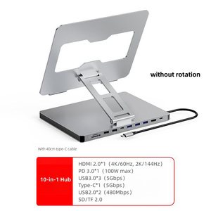 Portable Foldable Aluminum Alloy 360 Degree Rotating Laptop Hub Stand 10-in-1 USB C RJ45 <strong>Docking</strong> <strong>Station</strong> Charging for Laptop - Product Image 4