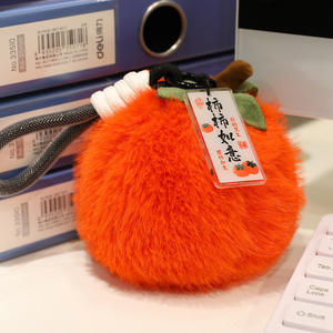 Colgante de peluche de la serie Frutas: Melocotón, Caqui, Limón, Semilla de Castaño, Pitaya, Sandía - Diseño de fieltro y malla para aliviar el estrés - Product Image 6