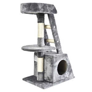Grosir murah pohon Sisal pohon palem kucing langkah tangga menggaruk tiang kayu menara Kondominium tingkat rumah kucing pohon dengan tempat tidur gantung - Product Image 1