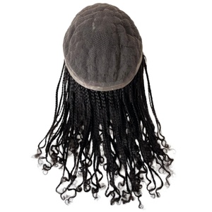 Sistemas de Cabello Humano Virgen Indio de 12 Pulgadas 1B #   Toupee de <span class=keywords><strong>Trenzas</strong></span> Box Braids 8x10 de Encaje Completo <span class=keywords><strong>para</strong></span> Hombres Negros - Product Image 3