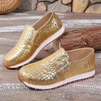 Nouvelles baskets compensées pour femmes, style décontracté, imprimé crocodile, confortables, à enfiler