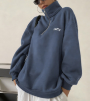 LTD-H1011 Guangzhou Fabricant de vêtements de luxe décontractés, Sweat-shirt pour femme à col montant zippé personnalisé, Sweat-shirts unisexes