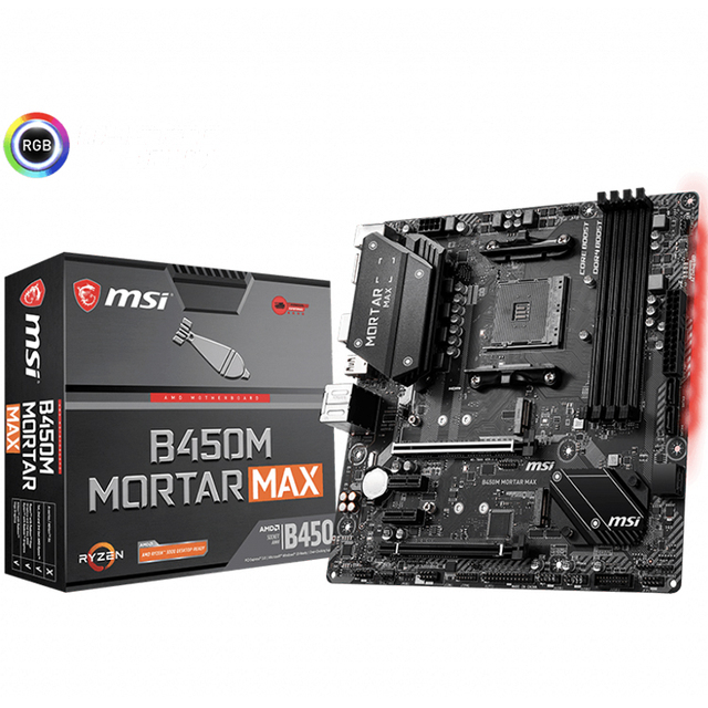 Used MSI B450M MORTAR MAX Gaming Motherboard with AMD AM4 Socket MATX FORM FACTOR Support RYZEN 1st 2nd and 3rd Gen CPU