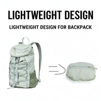 Sac à dos pliable léger en gros, 15L, résistant à l'eau, en nylon, avec logo personnalisé pour la randonnée, les voyages et les sports de plein air
