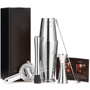 RTS ชุดอุปกรณ์บาร์เต็มสแตนเลส304 5ชิ้นสีเงินโลโก้ตามสั่งที่คนค็อกเทลสไตล์บอสตันสำหรับปาร์ตี้ที่บ้าน - Product Image 5
