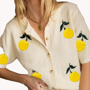 Pull cardigan en tricot décontracté à manches courtes, style doux, nouvelle arrivée printemps-été pour femmes, personnalisable - Product Image 3