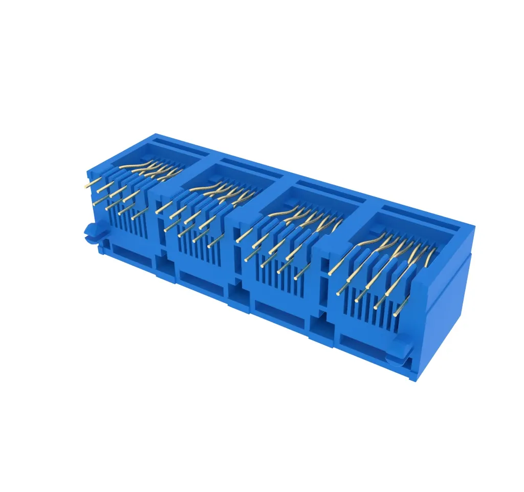 High Quality Industrial 6p6c 1x4 Port Rj11 Modular Jack Without Magnetics blue super march