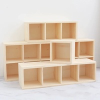 Boîte de rangement rustique multi-compartiments en bois poli écologique, faite à la main en pin, pour bureau, cuisine, bricolage