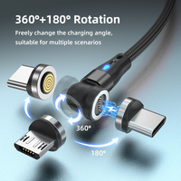 Produk Tren Terbaru Kabel Magnetik 540 Rotasi 3a Pengisian Cepat 1m 2m Kabel Pengisian Daya Magnetik 7pin 3 in 1 Custom