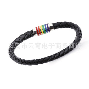 Leather Braided <b>Bracelet</b> 6Mm Single Layer Rainbow Magnetic Clasp Unisex Gift Jewelry Yiwu Origin - Product Image 3