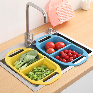 plastic wash basin rectangular drain basket Household Fruit And Vegetable Storage Basket Kitchen Sink Filter