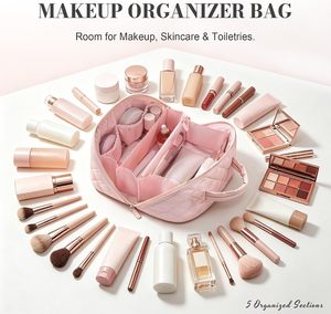 Travel Puffer Waterproof Cosmetic Organizer <b>Large</b> Capacity Pouch Open Flat Toiletry <b>Bag</b> <b>Makeup</b> <b>Bag</b> for Women - Product Image 5