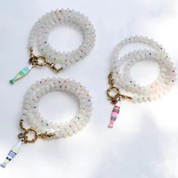 Kalung Batu Alam Baru dengan Liontin Ikan, Kancing Pelaut, Cincin O Baja Anti Karat, Liontin Lepas Pasang DIY untuk Wanita