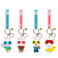 Porte-clés en caoutchouc PVC personnalisé avec personnage de dessin animé 3D, écologique, pendentif pour bagages, design créatif, cadeau pour sacs et clés