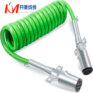 Câble spiralé 7 conducteurs ABS vert 12 <span class=keywords><strong>volts</strong></span> 7 broches Connexion Kai Mei TC-011 Camion Remorque Phare Conducteur en cuivre - Product Image 1