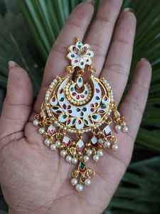 Attractive <b>Chandelier</b> <b>Earrings</b> with Bead Embellishment Durable Base for Party Wear Bridal Styling Women <b>Fashion</b> Accessories - Product Image 6