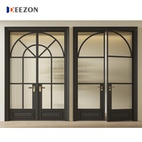 Portes battantes françaises en aluminium DEEZON, design moderne personnalisé, haute qualité, revêtement en poudre, portes intérieures en verre pour hôtel, villa, patio