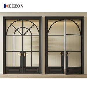 DEEZON Aluminum French Door Traditional Style Weatherproof Sound Insulation Exterior Glass French Entry Doors for Villa <b>Patio</b> - Product Image 4