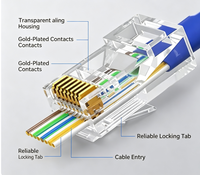Conector Modular RJ45 Sin Blindaje del Fabricante, CAT6/CAT5E, Transparente, para Cable de Red, Contactos Chapados en Oro, Certificado RoHS