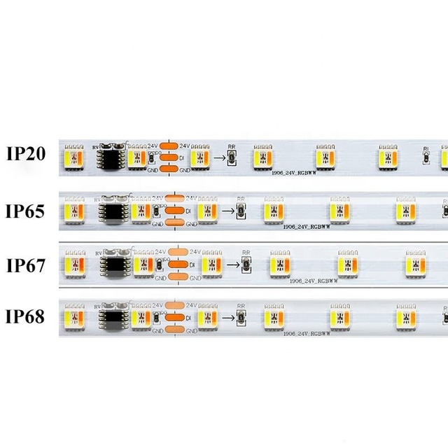 Addressable 5050 5in1 RGBCW RGBWW RGBCCT FW1906 10mm 10 Pixels DC24V CRI 90 Dream Colour SPI Led Pixel Strip Light