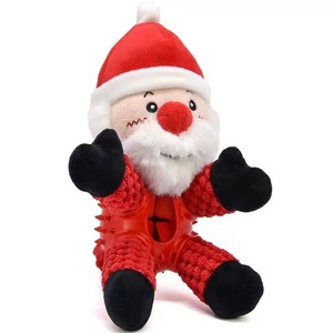 Jouets pour chiens en gros, durables, qui distribuent de la nourriture, en forme de Père Noël et Bonhomme de neige, jouets à mâcher en peluche couineurs pour Noël - Product Image 1