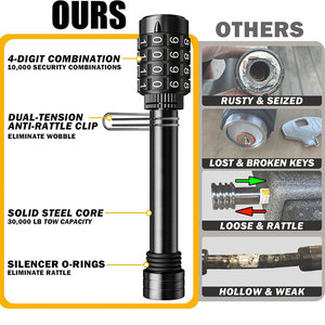 Verrou de sécurité à combinaison sans clé Ambull Factory Wholesale 5/8" pour <span class=keywords><strong>attelage</strong></span> de remorque, camping-car, bateau et camion, compatible avec récepteurs de 2 et 2,5 pouces - Product Image 3