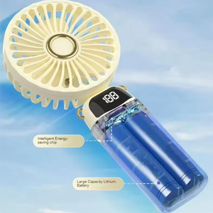 Ventilador de refrigeración por aire de viento ajustable de 5 pwws con base de soporte portátil recargable portátil USB ventilador de mesa ventiladores de cuello de mano - Product Image 6