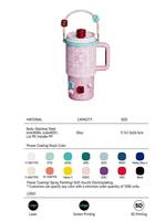 Gobelet isotherme de luxe en acier inoxydable de 30 oz avec poignée à motif quadrillé, couleur personnalisée, paille anti-fuite et décor 3D bonbons, personnalisable, vente en gros