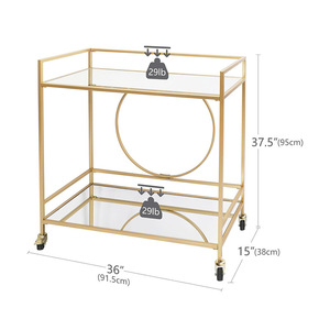 Cross-border home luxury kitchen <b>trolley</b> with double metal beverage rack, food and tea service <b>trolley</b> - Product Image 2